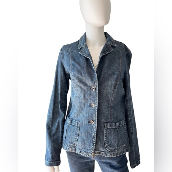Vintage contrast jeand jacket Y2K size medium large - Picture 1 of 6